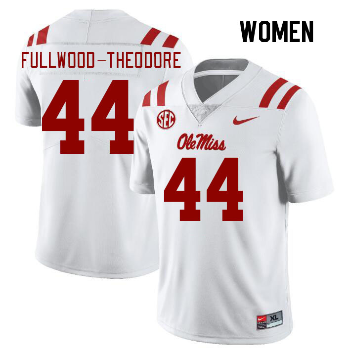 Women #44 Nyseer Fullwood-Theodore Ole Miss Rebels College Football Jerseys Stitched Sale-White